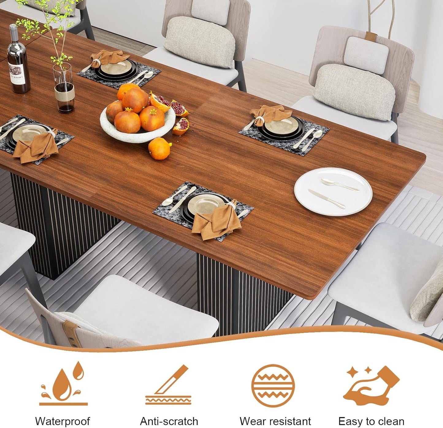 EUNEWR Dining Table, Dining Table, 120 x 80 cm, for 6-10 People, Retro Wood Dining Table for Dining Room, Kitchen, Living Room