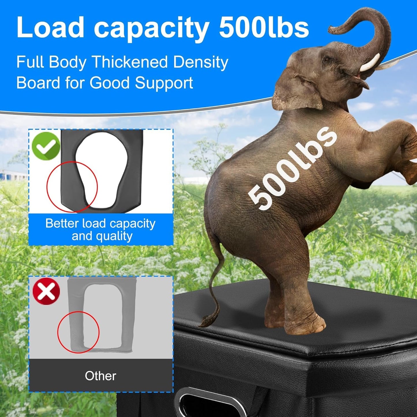 Brarvagur XXL Portable Toilet Camping for Adults,17.5" Foldable Extra Large Camping Toilet Portable, Portative Travel Toilet with Handbag for Hiking, Roadtrip, Trucks, Car, Boat, Tent and Beach
