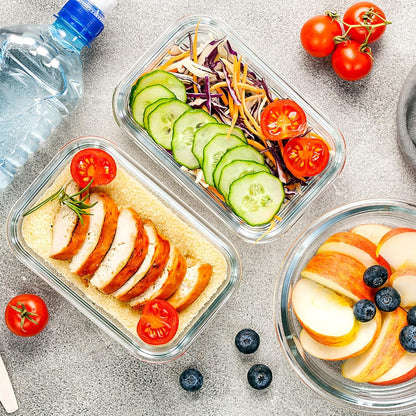 VERONES 10Pack Glass Meal Prep Containers, Airtight Glass Lunch Containers,Stackable Glass Food Storage Containers Set with Lids,Exclusive of BPA, for Microwave,Oven, Freezer&Dishwasher Friendly,Pink