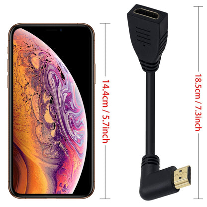 Poyiccot 8K HDMI Extension Cable, Short HDMI 90 Degree Left Angle Male to Female HDMI 2.1 Cable Adapter 48Gbps with 8K 60Hz Video and 3D HDR for TV/Xbox /PS4 /PS5 (Left M/F), 0.5feet