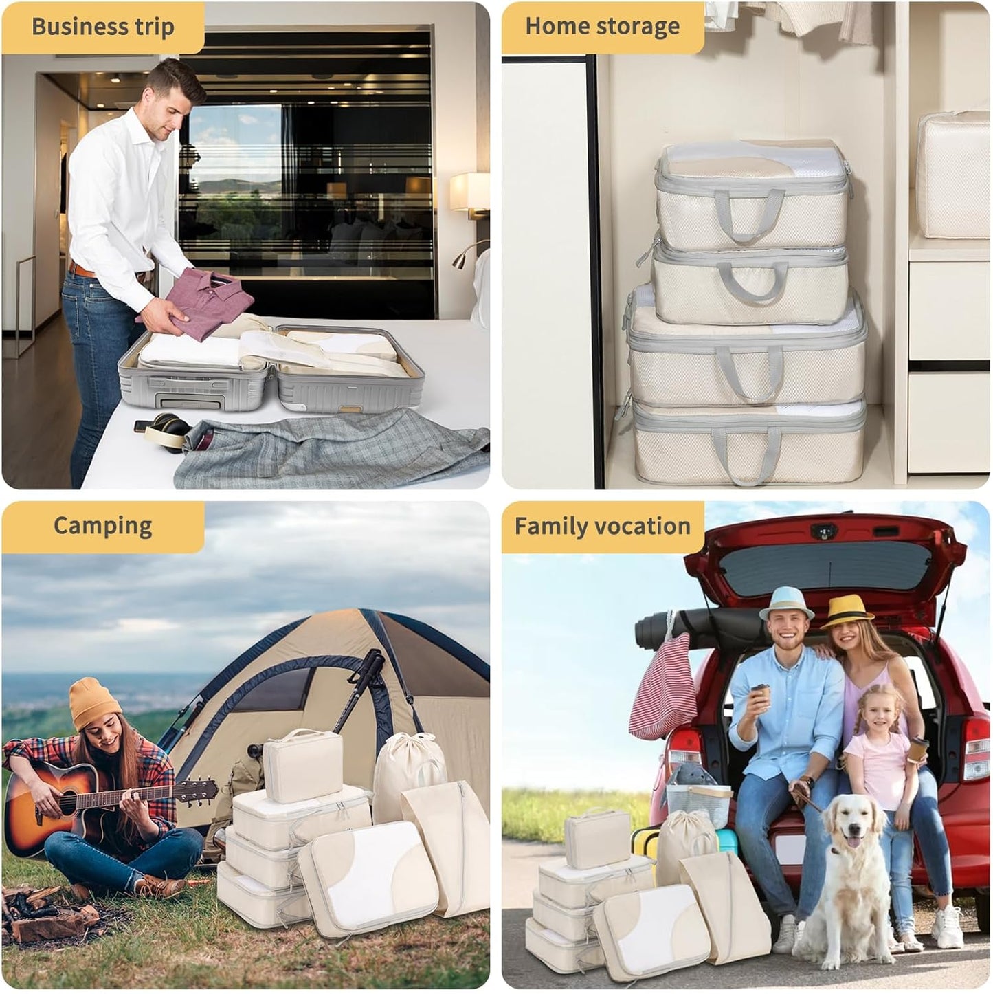 Joyoldelf Packing Cubes for Suitcases Beige