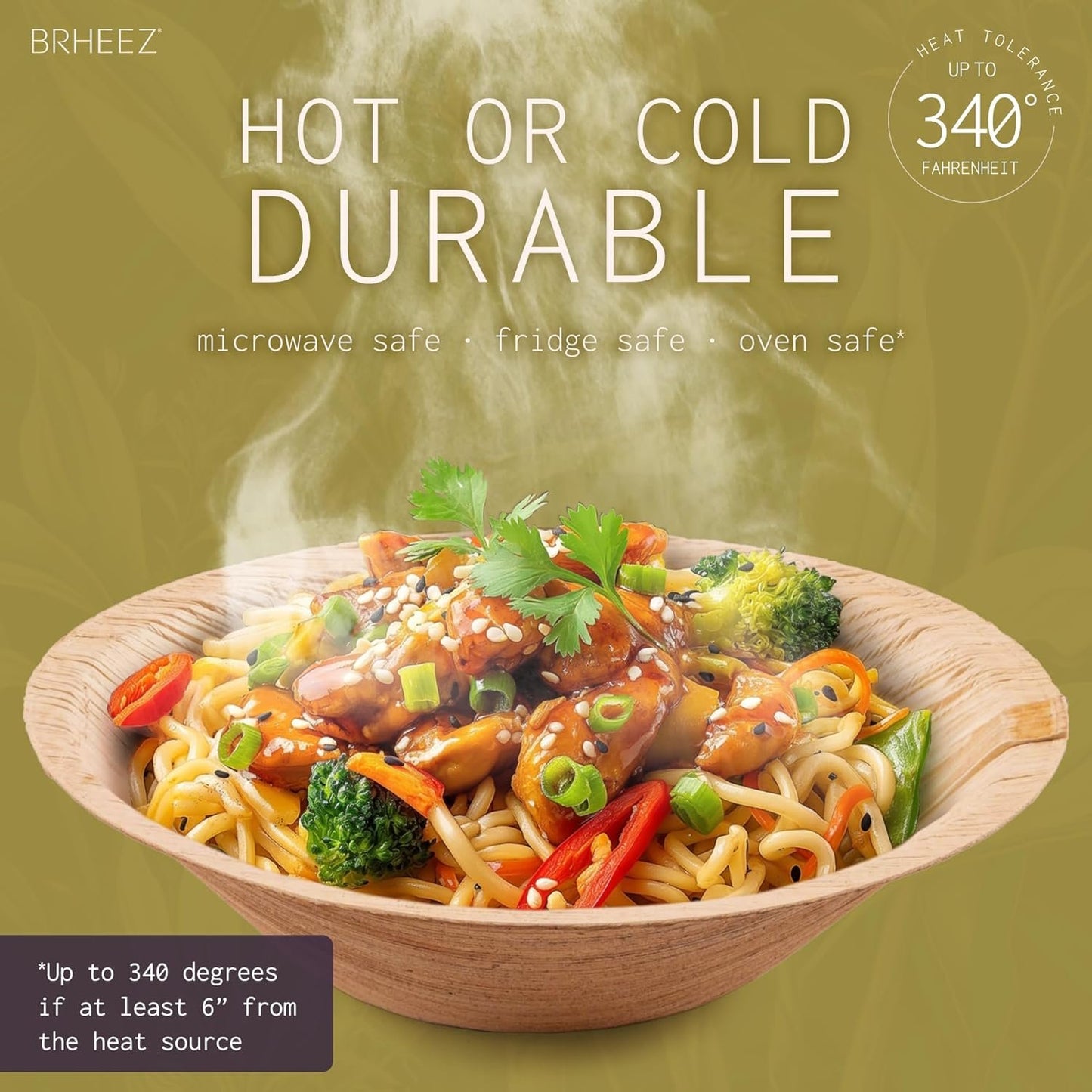 brheez Palm Leaf Bowls 6 Inch - 25 Count - Eco Friendly, Compostable & Biodegradable – Elegant Bamboo Look Disposable Bowls are Heavy Duty and More Environmentally Friendly Than Paper Bowls