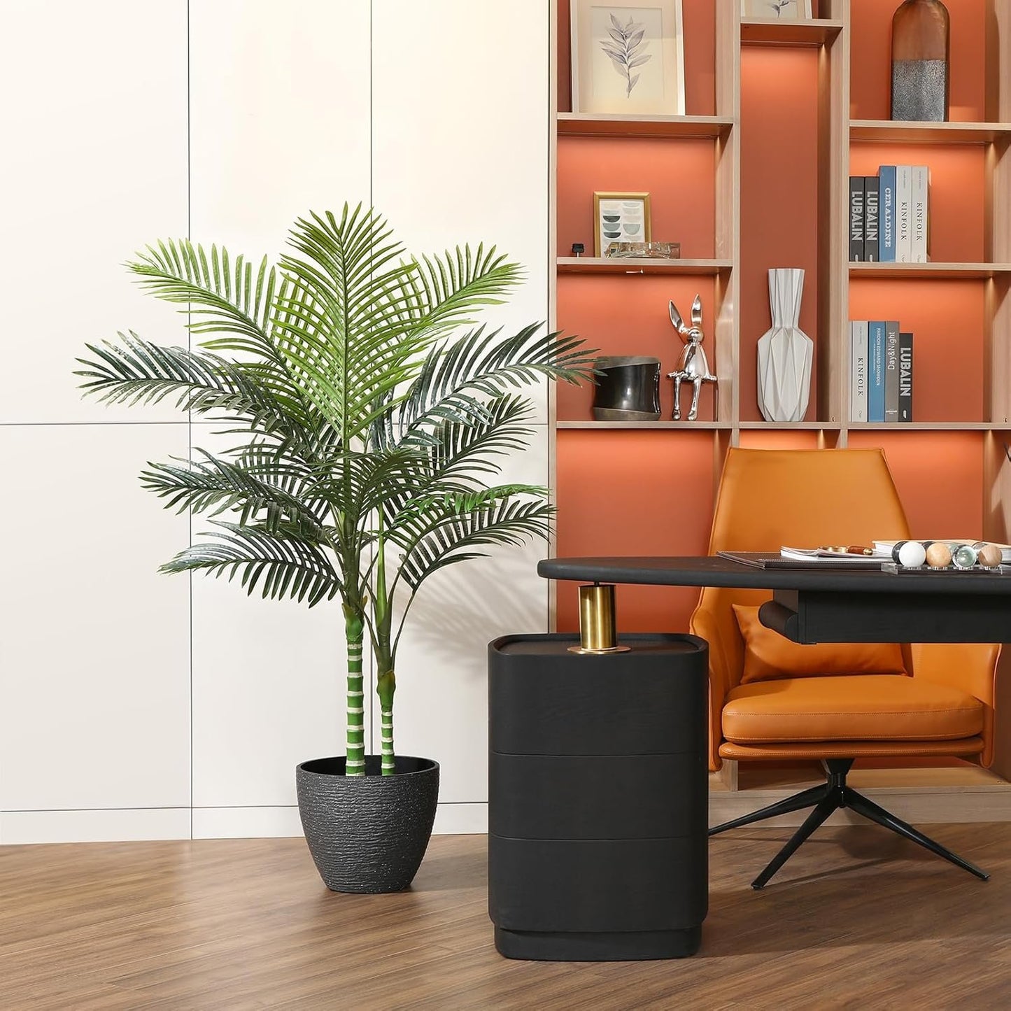 OAKRED Artificial Golden Cane Palm Tree,5FT Tall Fake Plant Faux Palm Plants for Indoor,Artificial Plants for Office Home Living Room Patio Decor