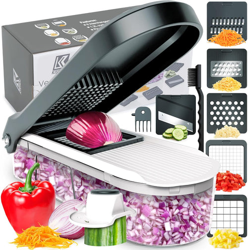 Vegetable Chopper, 6-in-1 Mini Chopper, Mandolin Slicer with Finger Guard, Cleaning Brush, Vegetable Cutter for Salad Potato Carrot, Kitchen Gadget