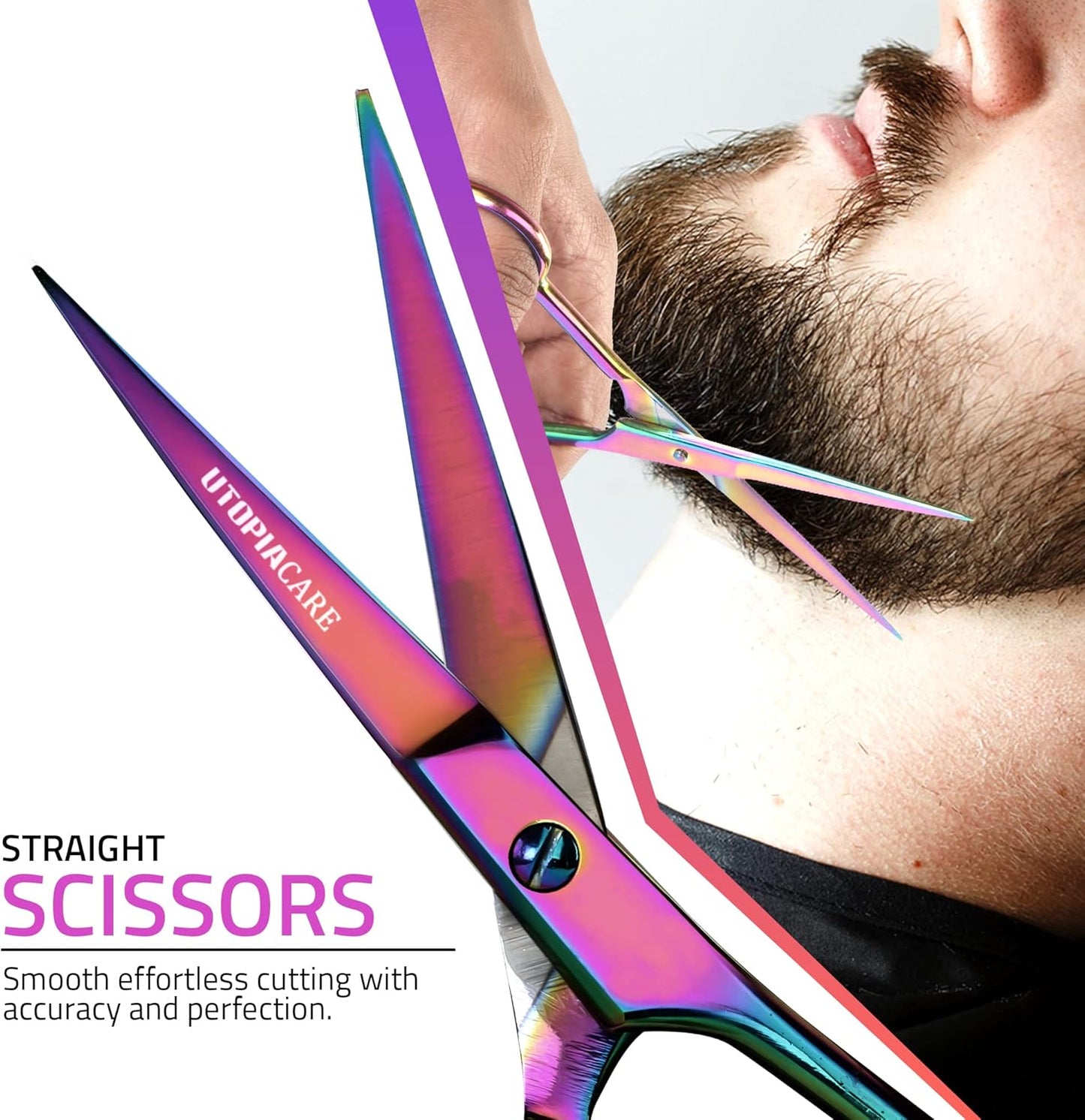 Utopia Care Hair Cutting and Hairdressing Scissors 6.5 Inch, Premium Stainless Steel Shears with Smooth Razor and Sharp Edge Blades for Salons, Men, Women and Kids, Rainbow
