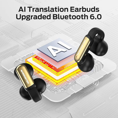 Monster AI Translation Earbuds Open AC601, 3-in-1 Translator Wireless Earbuds, Bluetooth 6.0 Open Earphones with 115 Languages Translation, Real-Time AI & Touch Control Wireless Headphone