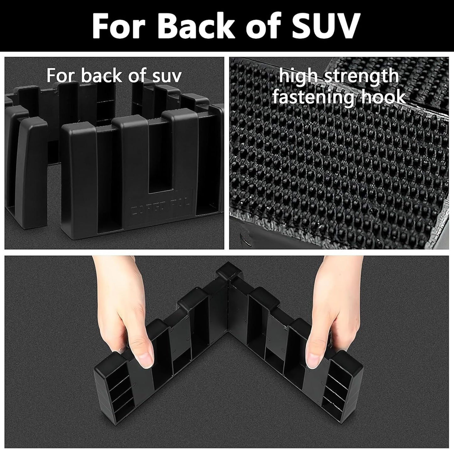 Trunk Organizer Blocks, Set of 8 Automotive Storage Dividers, Fastened Well to Wool Trunk's Carpet, Cargo Containment System for Back of Car, SUV, Van, Truck, SUV - Black