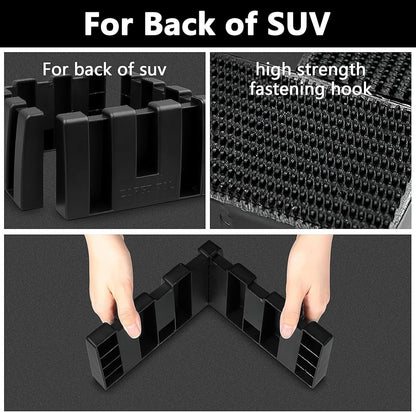 Trunk Organizer Blocks, Set of 8 Automotive Storage Dividers, Fastened Well to Wool Trunk's Carpet, Cargo Containment System for Back of Car, SUV, Van, Truck, SUV - Black