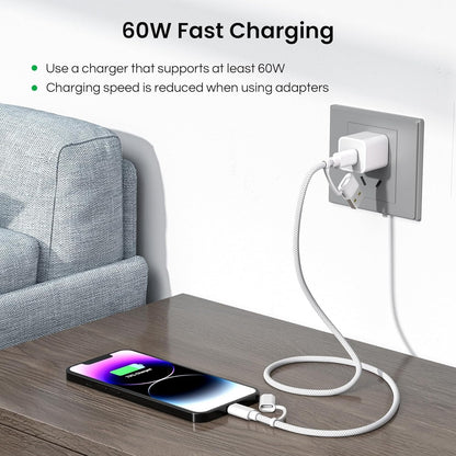 Basesailor iPad Mini 7 Charger,4 in 1 USB C Cable 6.6ft,60W Multi Charger Cord Universal Charging with USB A/Lightning Adapter for AirPods Pro 2 2023,AirPods Max 2024,iPhone 16 15 14,Apple iWatch 10 9
