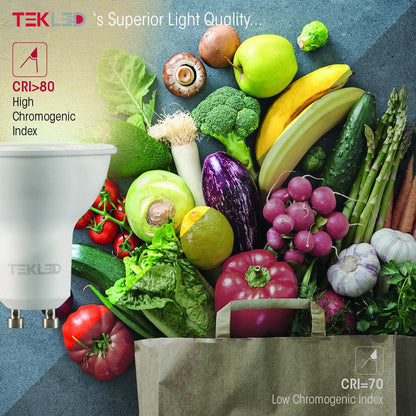 TEKLED® GU10 DIMMABLE Spotlight LED Bulbs | Energy Saving 7W Light Bulb 50W Halogen Spotlight Equivalent | 120° Wide Beam Angle MR16 3000K 560LM | 6-Pack | Warm White