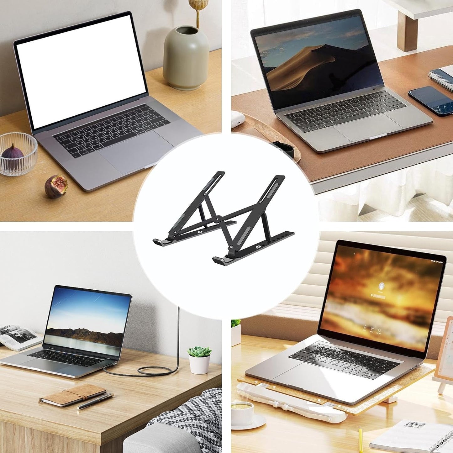Laptop Liftable Desktop Mount - Cooling Laptop Bracket,Silicone Non-Slip Notebook Riser Mount for Notebook, Laptop, Computer, Tablet, PC