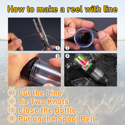 Dr.Fish 25 Pieces Pocket Reel Survival Fishing Kit Line Jig Head Hook Spoon Spinner Bait Hiking Camping Fishing Tool