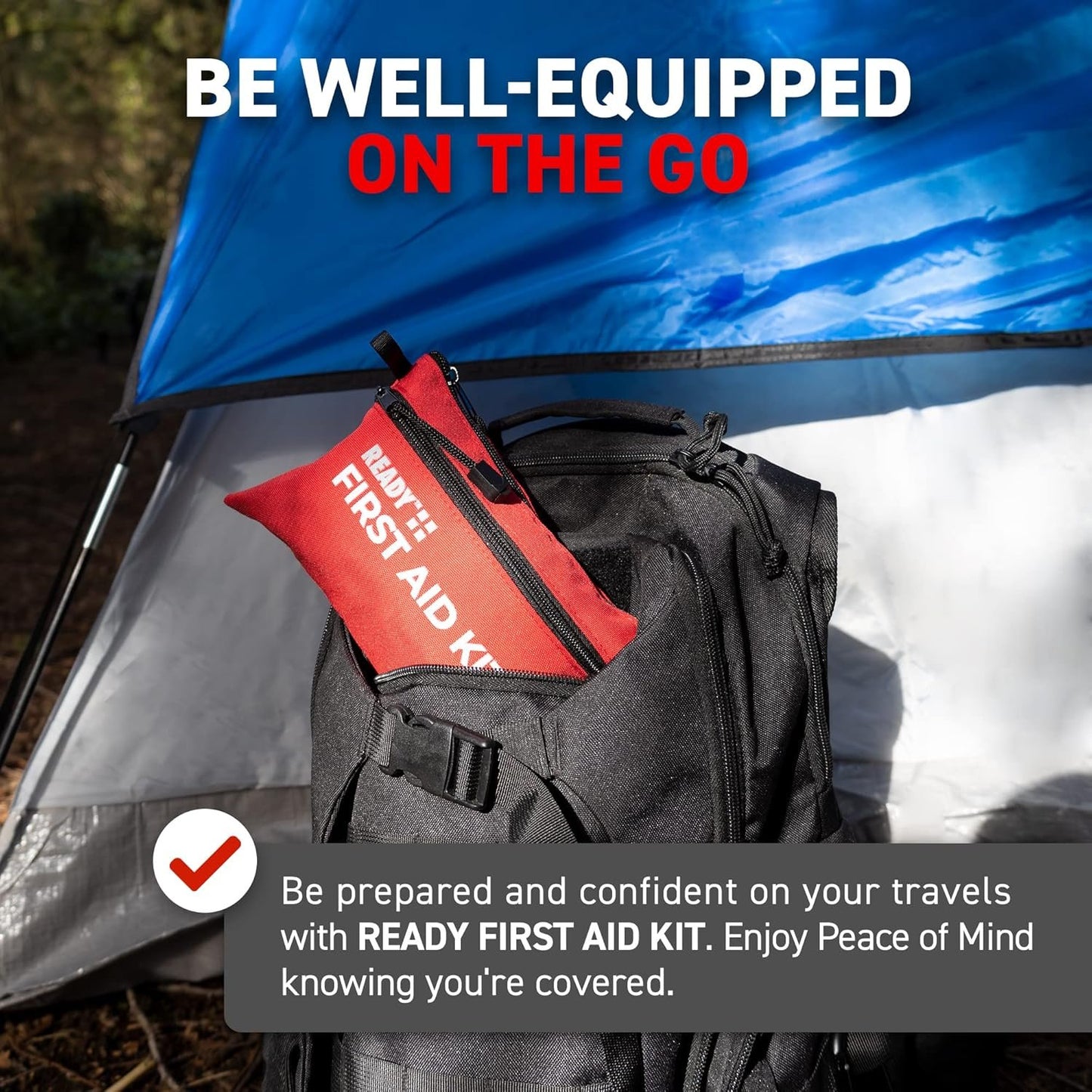 Ready First Aid 107 Piece First Aid Kit - Camping, First Aid Kit, Camping Essentials, Hiking, Home Essentials, Car Emergency Kit, Hiking Gear, First Aid Kit Travel, Car Essentials, Survival Stuff