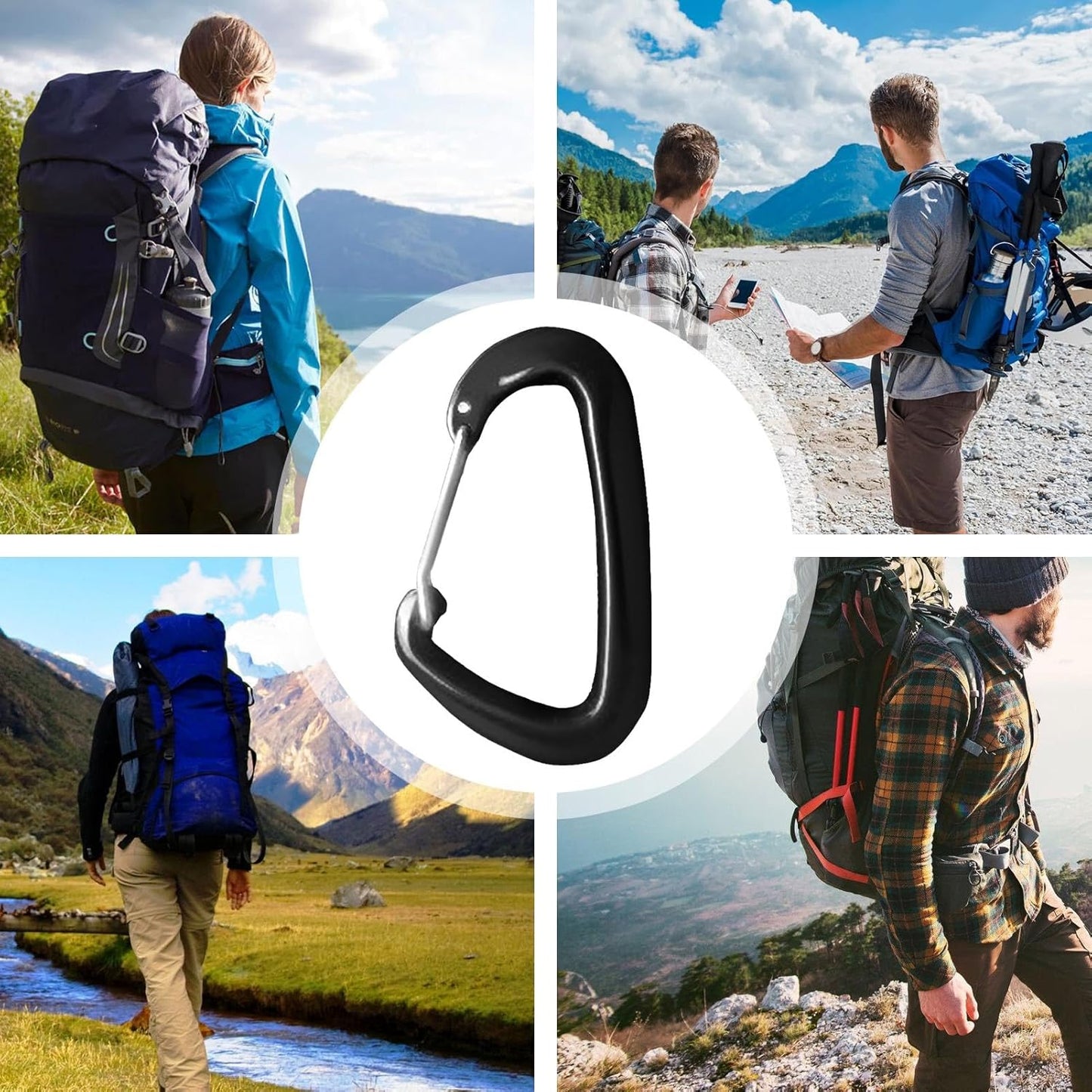 Carabiner Clip, D Shaped Spring Hook, Small Carabiners, Camping Accessories Buckle, Multipurpose Outdoor Gear for Hiking, Climbing, Backpacking, and Adventure Activities, Aluminum