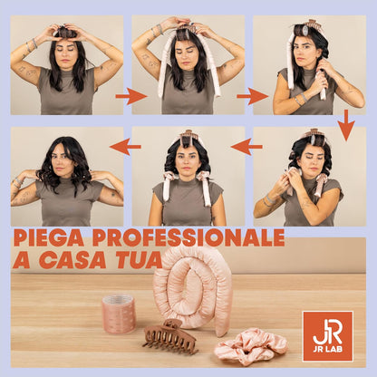 Long Hair Curler - DIY Kit with Soft Velvet Coating, Includes Accessories for Ease of Use - Dark Pink - Ideal for All Hair and Head Sizes