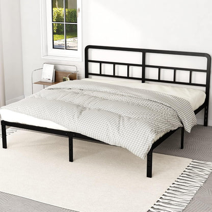 DiaOutro Metal Platform California King Bed Frames with Headboard, 14 Inch No Box Spring Needed Heavy Duty Steel Slat Mattress Foundation/Easy Assembly/No Noise/Black