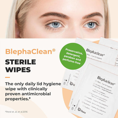BlephaClean Lid Wipes - Gentle, Sterile Ready-to-Use for Daily Lid Care, Ideal for those diagnosed with Dry Eye, including MGD & Blepharitis and Infants, Sterile & Individually Wrapped - 30 Wipes