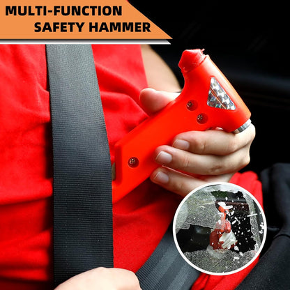 Multipurpose Roadside Emergency Assistance Kit-Jumper Cables,Safety Hammer,LED Flash Light,Tow Strap,Safety Vest and More Ideal Winter Survival Pack Accessory for Your Car,Truck or SUV