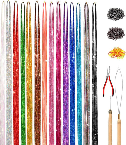 syayw Kit Fili Luminosi Per Capelli,Set Capelli Fatati Con Filo Luccicante - Accessori Glitter Termoresistenti Per Cosplay Completi Di Attrezzi Per Natale Capodanno Matrimoni Feste A Tema Compleanni