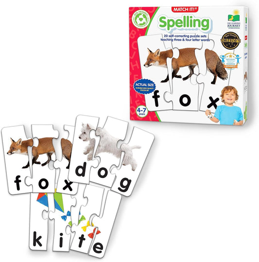 The Learning Journey Match It! Spelling Puzzle - 20-Piece Self-Correcting Montessori Toy for Kids Ages 4-8 - Early Reading, Letter Recognition & Problem-Solving - Award-Winning Gift