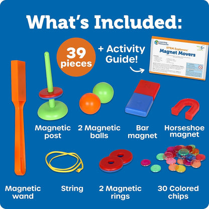 Learning Resources STEM Explorers, Homeschool, Magnet Movers, 39 Pieces, STEM Certified, Ages 5+