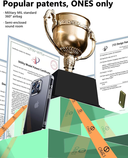 ONES iPhone 14 Pro Max HD Clear Case『 Military Protection Shockproof Airbags 』『 Speaker Resonance 』〔 Screen & Lens Guard 〕〔 Anti-Slip 〕〔 Strap Hole 〕 · Sturdy Impact Absorb Anti-Yellow Silicone Cover