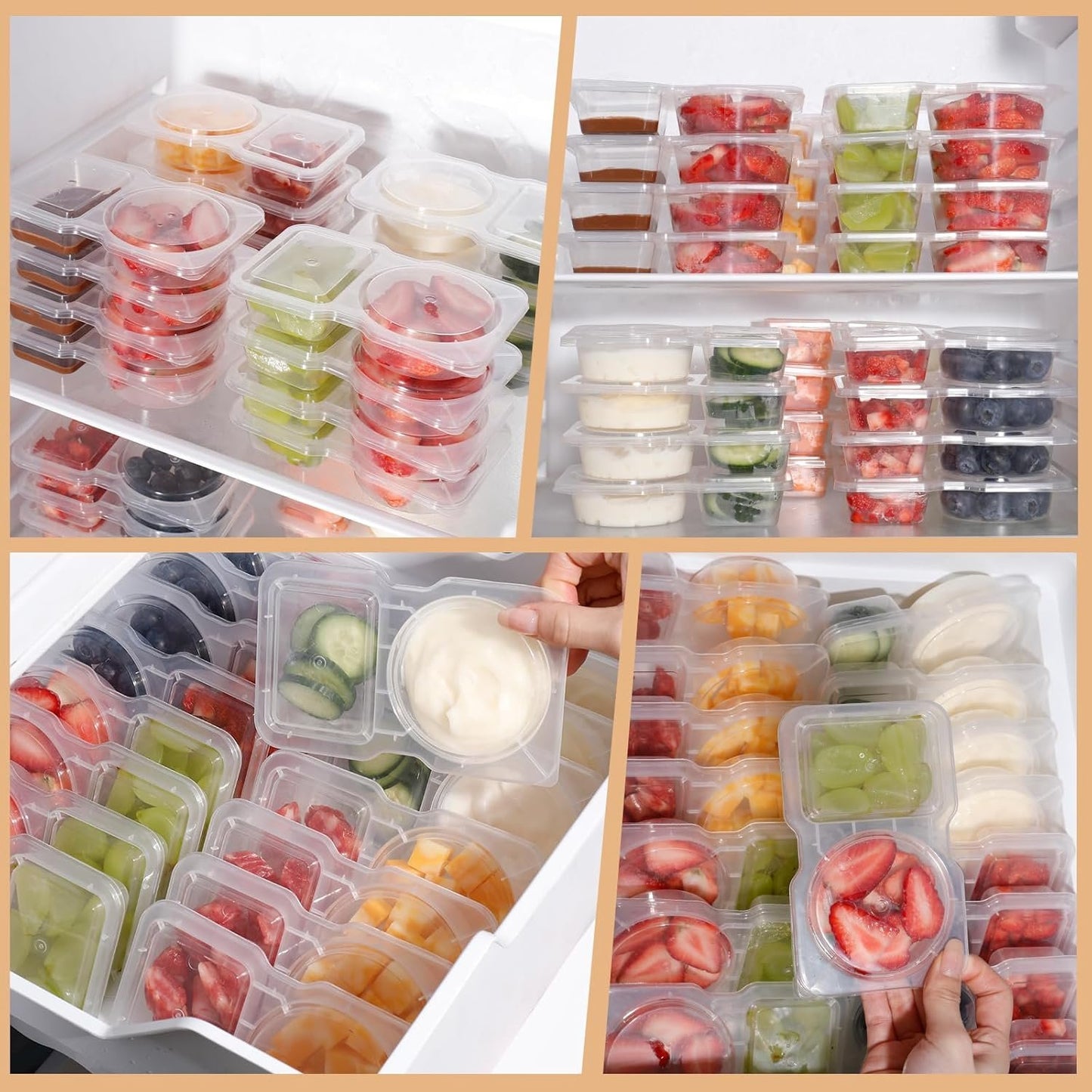 Snack Containers, Snack Pack Container, 20Pcs - Reusable Snack Containers, Double Compartment Snack Containers for On-the-Go Meals and Camping, Snackle Box