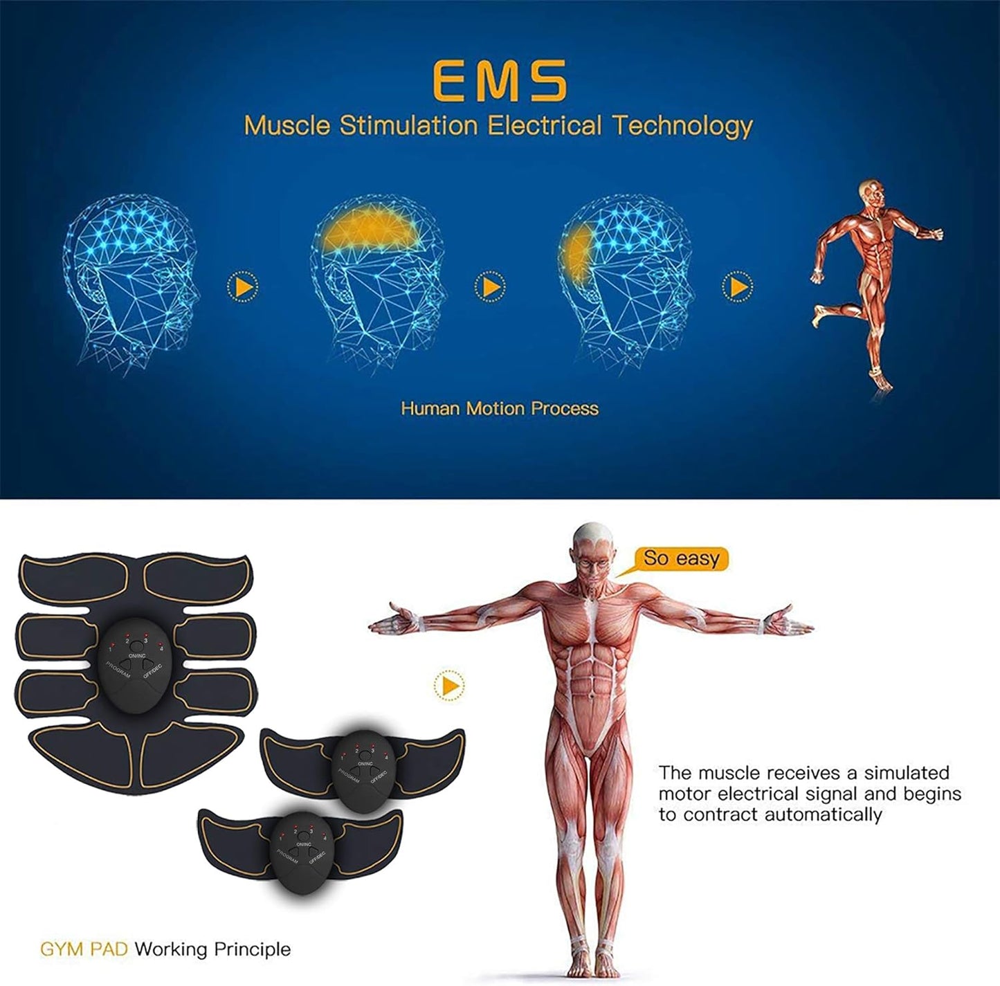 ESERT Muscle Toner Abs Stimulator with 12pcs Free Gel Pads - Portable Muscle Trainer - Ultimate Abs Stimulator for Men Women - Workout Belt Body Training Gear Gym Fitness Equipment - Full Set for Abdomen Waist Arm Leg Training