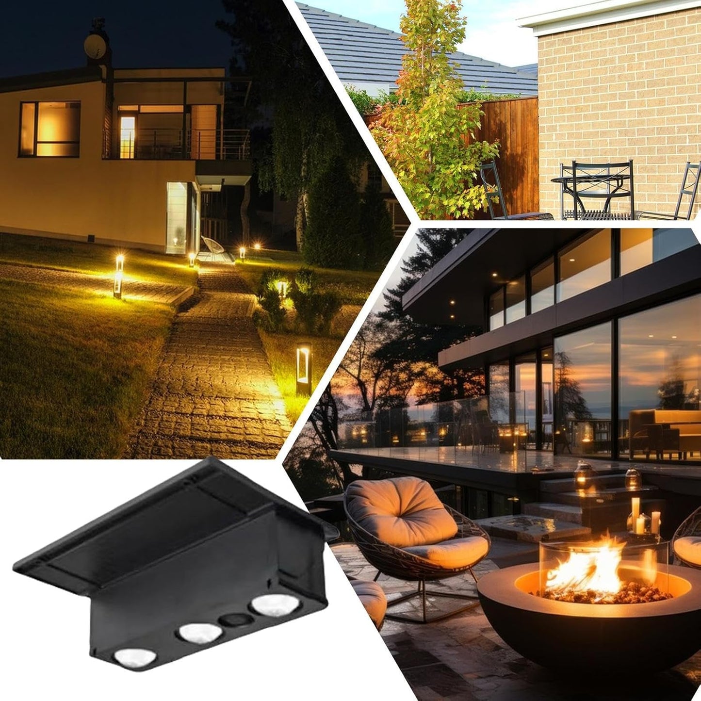 Solar Fence Lights, Waterproof LED Lamp, 4.72x3.35x1.57 Inches Automatic Smart Lighting, Energy Solar Power, Sturdy Weather-Resistant Design for Poolside, Patio, Pathway, Deck