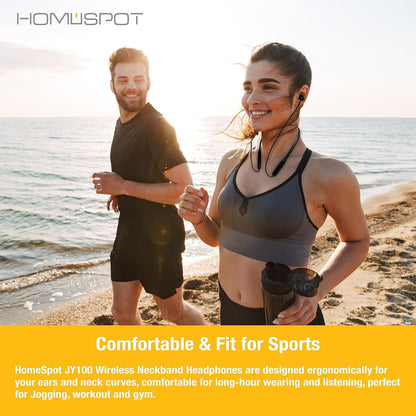 HomeSpot Neckband Wireless Earbuds aptX Low Latency Bluetooth 5.1 Headphones Qualcomm® CVC™ for Gym, Running, Gaming & Meeting Compatible with iPhone, Samsung Galaxy, Motorola, Google