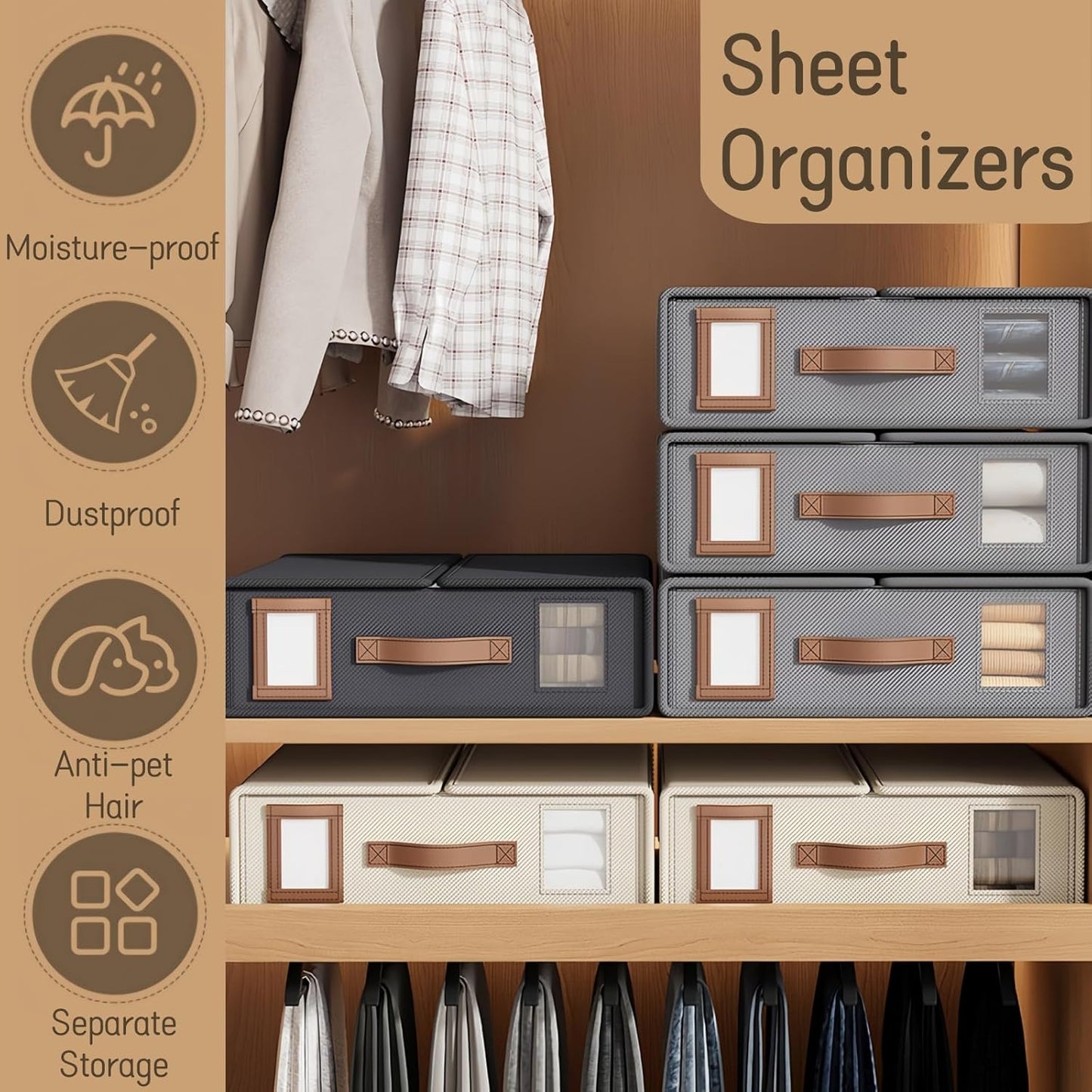 Open Non-Woven Storage Bins for Bedding and Clothes – Stylish, Space-Saving Solution with Durable Design and Easy Access Handles for Efficient Home Organization (8)