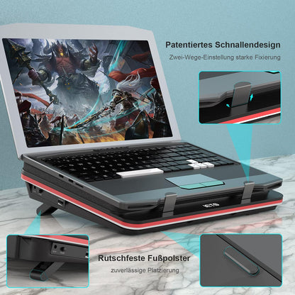 IETS GT500 Powerful Turbo Fan (4200 RPM) Laptop Cooling Pad with Continuous Speed, Sealing Foam for Rapid Cooling Gaming Laptop, 13-17.3 Inch Laptop Cooler with Dust Filter