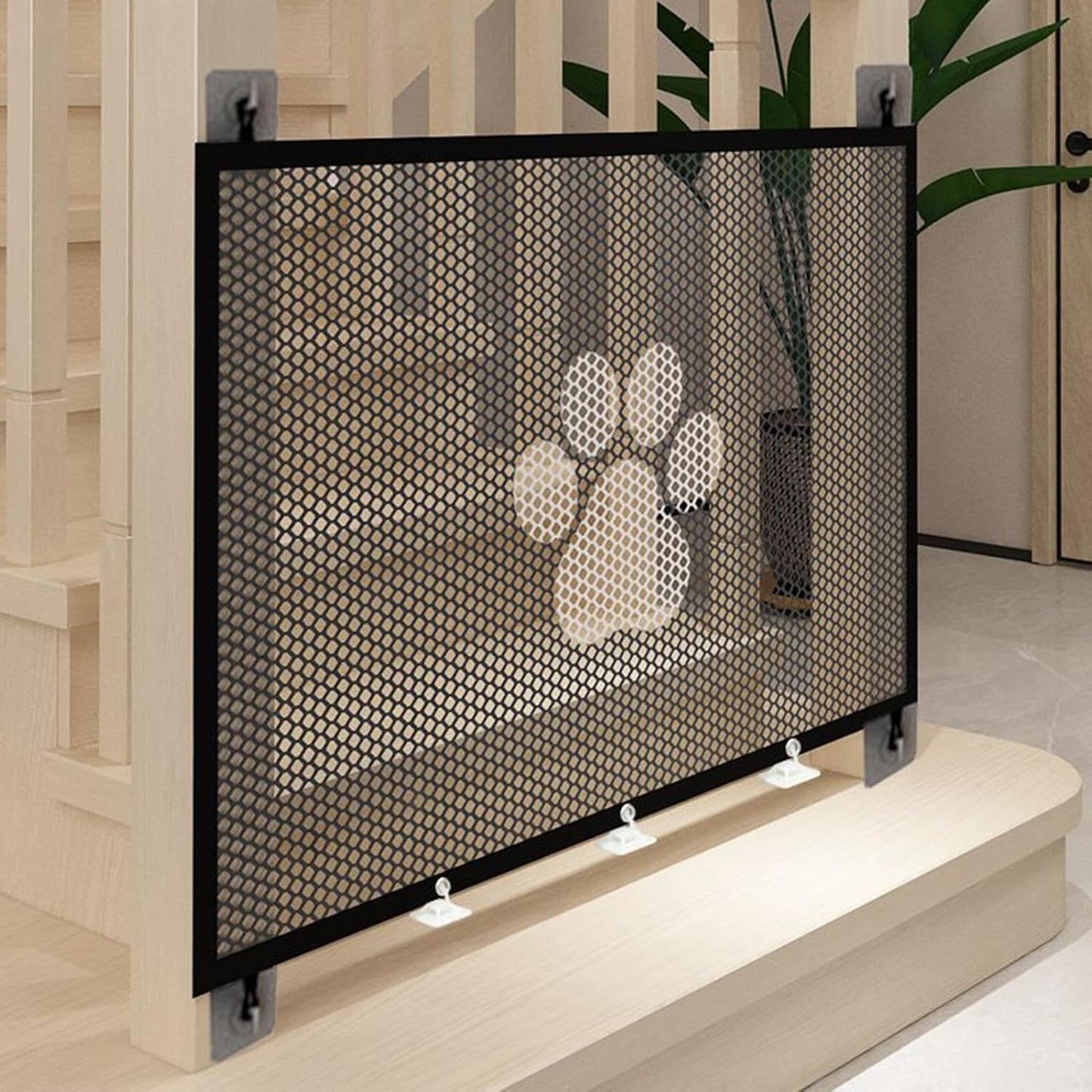 Mesh Pet Gate, Retractable Stair Barrier, Breathable Safety Fence, Detachable Lightweight Frame, Home Divider Tool, Ideal for Indoor, Outdoor, Patio, Porch, Stairway Use