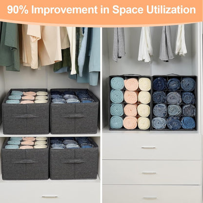 EASEVE Closet Organizers and Storage Bins for Clothes - 12 Cell Drawers Organizer Grid Storage Box for Jeans Pants Sweater Towel T-shirts, Wardrobe Shelf Dividers Closets Organization (1 Pcs)