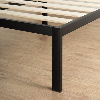 Zinus Mia Single Black Bed Frame Modern Metal Steel Headboard Furniture Mattress Platform with Under Bed Storage, Black