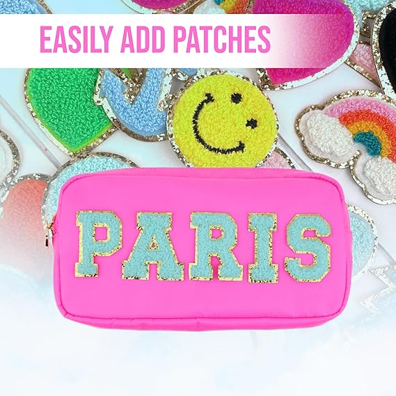 DANCOUR Nylon Makeup Bags for Women Large Preppy Travel Toiletry Pouch Cosmetic Bag Makeup Organizer