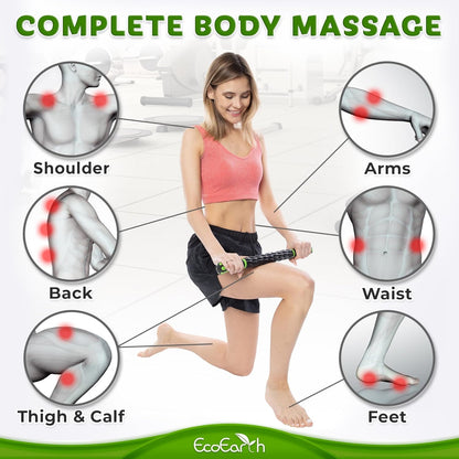 EcoEarth Muscle Roller Stick, Body Massage Stick Lymphatic Drainage Massager for Arm, Shoulder, Back & Leg Myofascial Release, Personal Handheld Massagers, Trigger Point Fascia Massage Tool