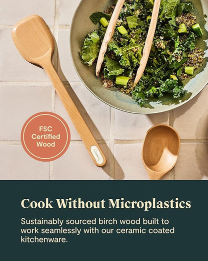 Caraway 14-Piece Kitchen Prep Set - Kitchen Knife Set & Wooden Utensil Set - Made With Premium German Steel Blades & FSC-Certified Birch Wood - Non-Toxic Materials - Includes Organizer - Mist