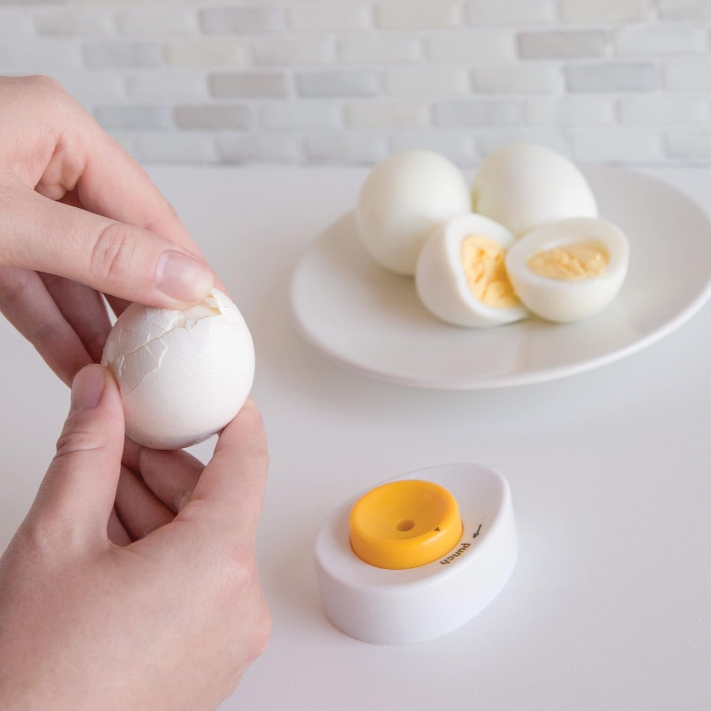 Fox Run 5711 Hard Boiled Egg Piercer with Safety Lock Feature, White
