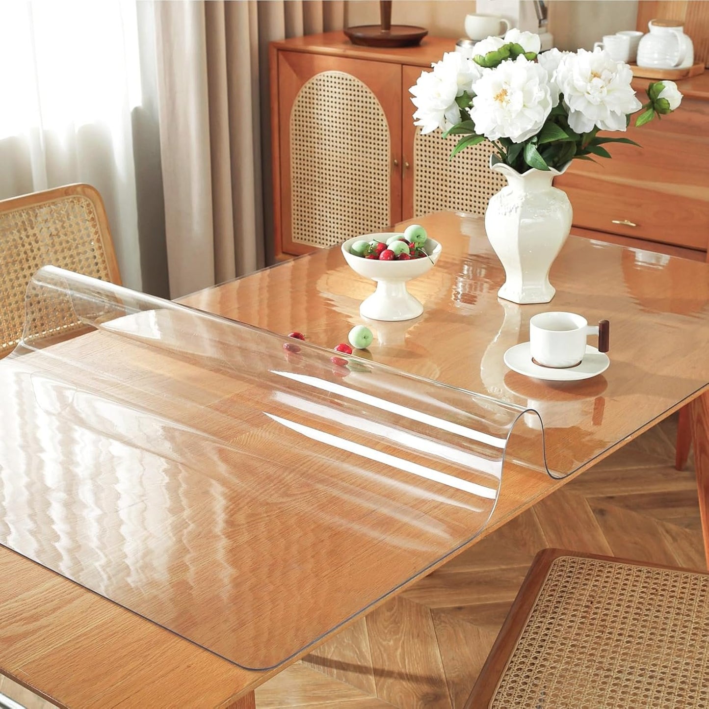 OstepDecor Clear Table Cover Protector, 1.5mm Thick 40 x 96 Inch Table Protector for Dining Room Table, Plastic Table Cover, Clear Table Protector, Dining Table Cover, Clear Table Cloth Table Pad