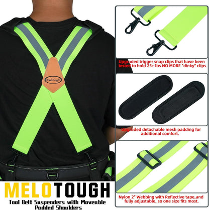 MELOTOUGH Tool Belt Suspenders Tool belt Harness for Heavy Duty Work belt with Movable shoulder Pads