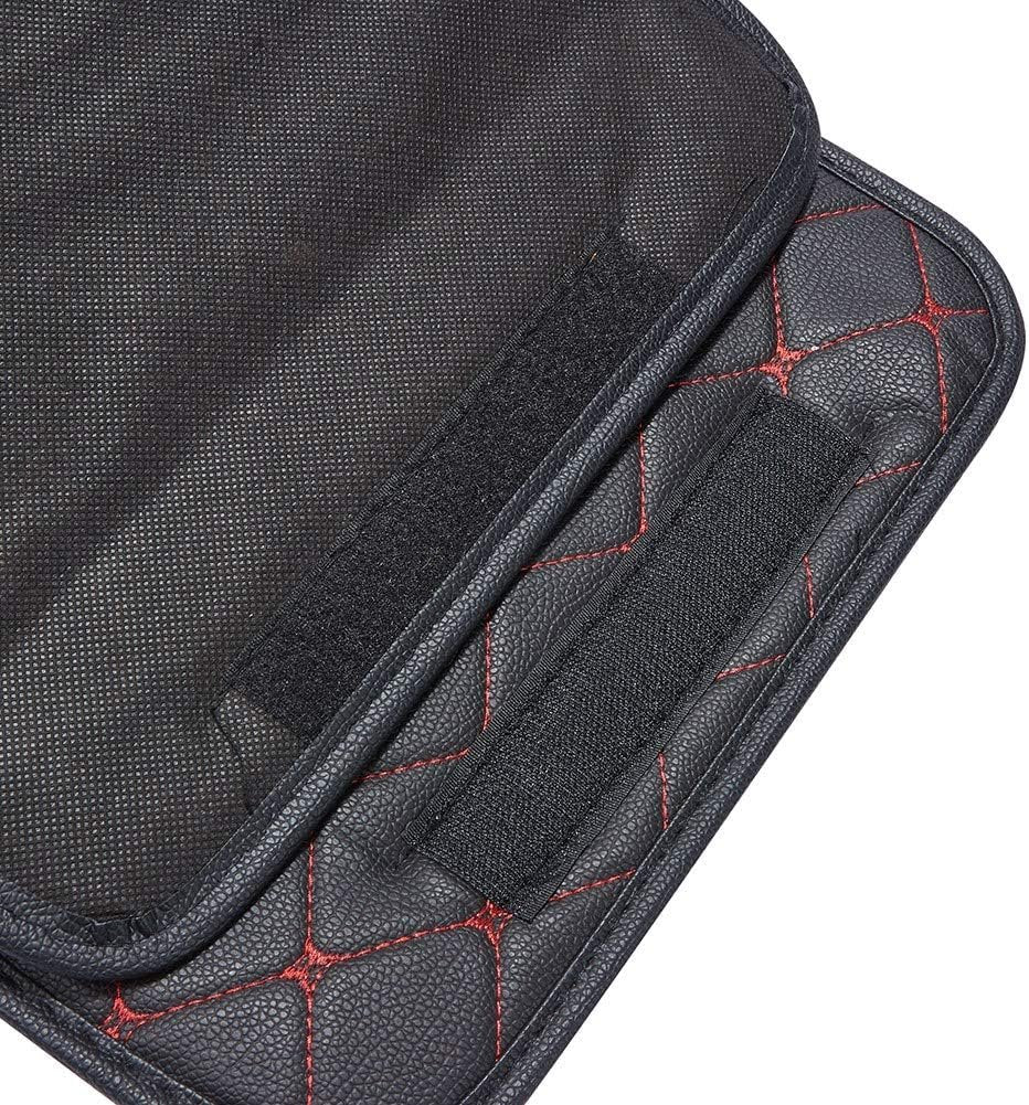 XhuangTech PU Leather Multipurpose Collapsible Car Trunk Storage Organizer with Lid 13inch Portable Auto Tools Cargo Holder Storage Box Tidy Case (Black with red line)