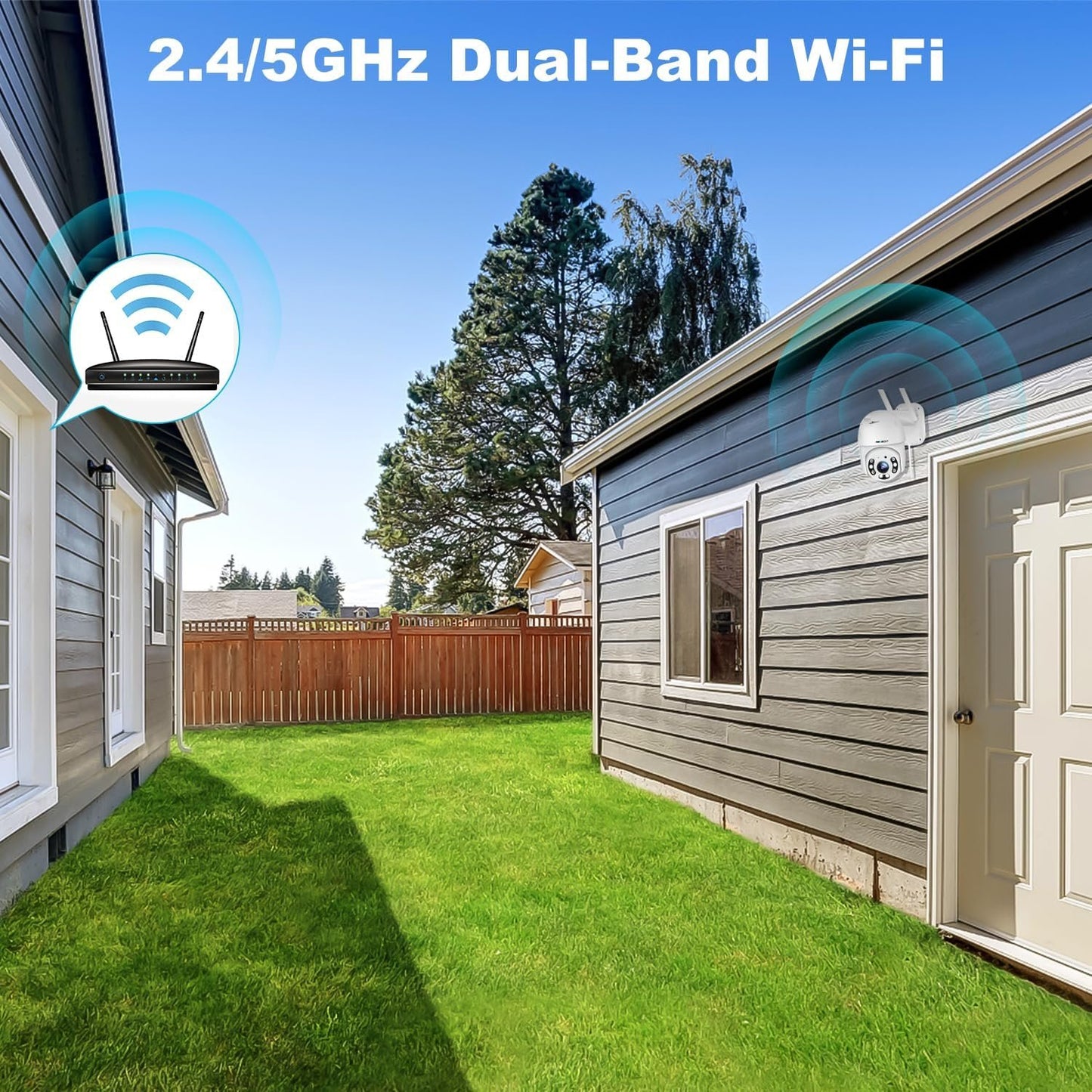 GENBOLT 2.5K Security Camera Outdoor with PoE, 2.4/5GHz Dual WiFi Surveillance CCTV IP Camera with Color Night, Auto Tracking Human/Vehicle Detection
