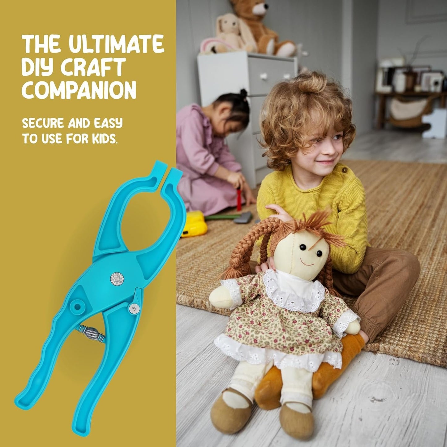 LOVE YOU Studio Safety Eye Snapper Amigurumi Tool - Crocheting Auxiliary Kit for Attaching Large and Small Eyes Noses to Doll Stuffed Animals - Crochet Clamp Attachment Pliers Specialty Accessories