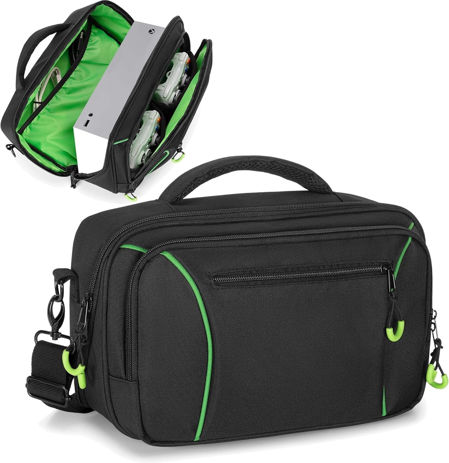 PGmoon Travel Carrying Case Compatible with Xbox Series S, Storage Carry Bag with Padded PE Foam Liner for Controllers, Cables and More Accessories (Patent Design)