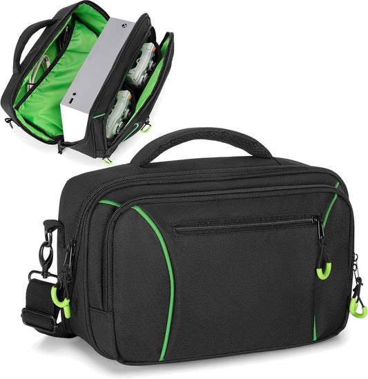 PGmoon Travel Carrying Case Compatible with Xbox Series S, Storage Carry Bag with Padded PE Foam Liner for Controllers, Cables and More Accessories (Patent Design)