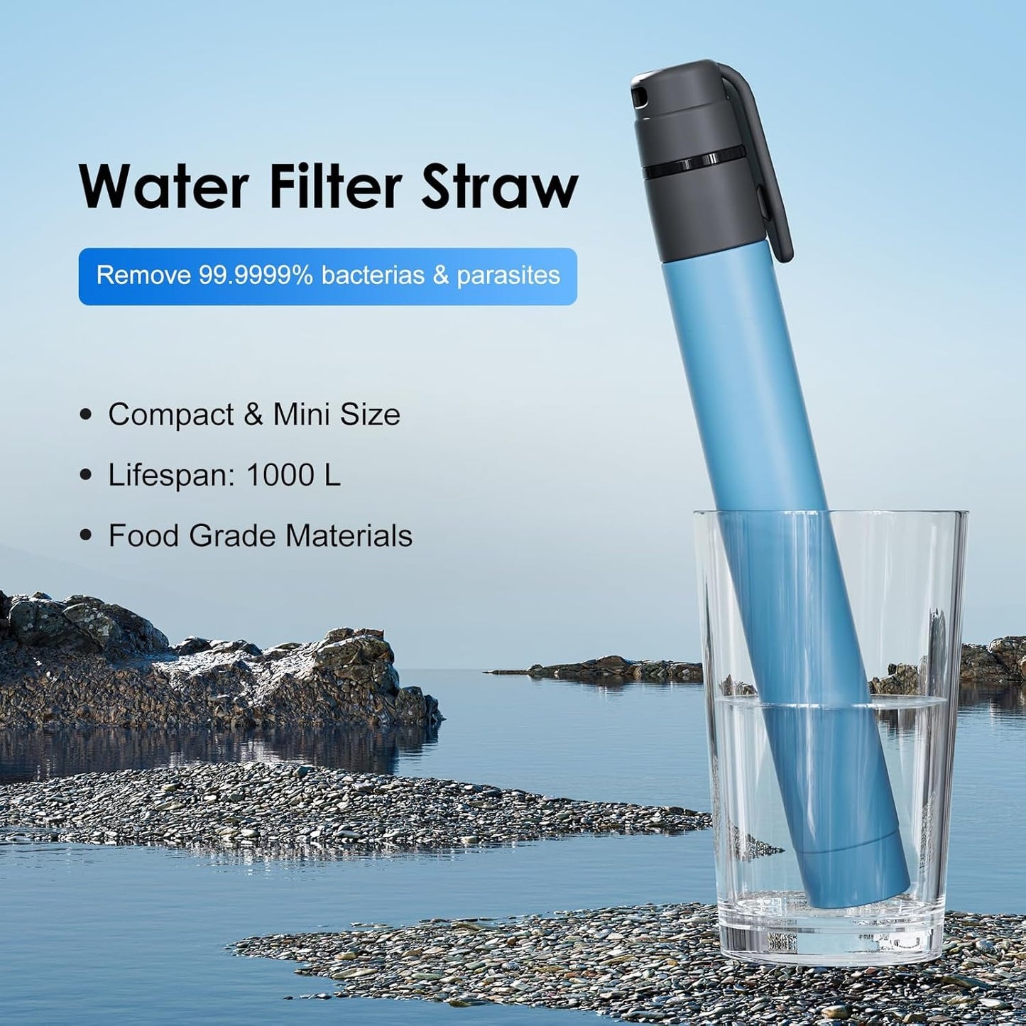 2pcs Water Filter St Emergency Portable System for Camping Hiking Travel