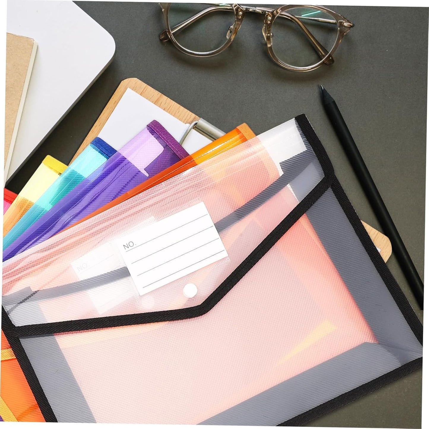jojofuny 7pcs Document Organizer File Bags with Button Closure and Label Pocket Stylish and Practical Folders for Home Office Use Enhance Workspace Organization