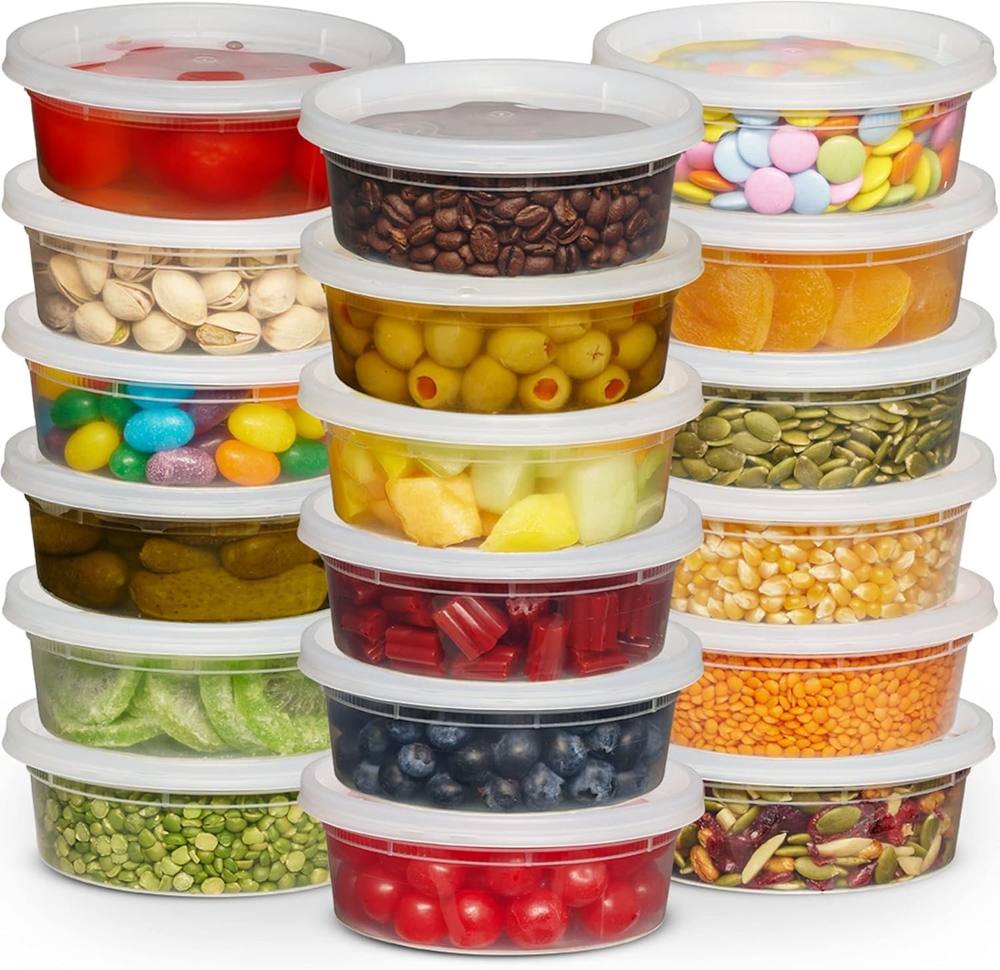 Deli Food Containers with Lids - 8 oz 60 Sets- Ideal for Food, Snacks, Takeout, Meal Prep - 1 Cup Small Durable Clear Containers for Food - Stackable and Durable, Freezer, Dishwasher & Microwave Safe