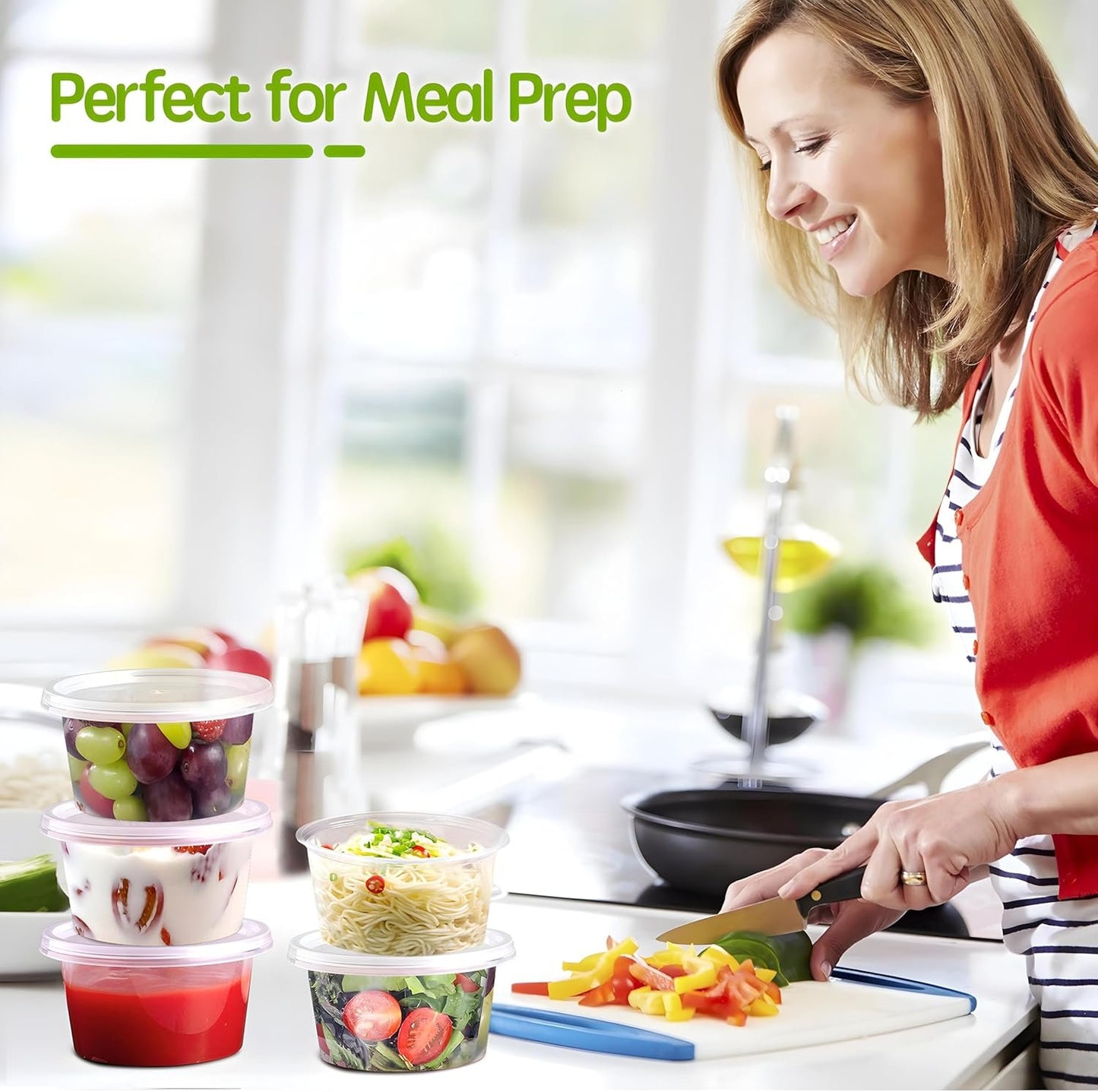 Taehuhnn 50 Pcs 16 oz Deli Food Plastic Storage Containers with Airtight Lids, Freezer & Microwave & Dishwasher Safe, Leakproof Take Out Meal Prep Food Storage Containers for Snack Soup Salad Fruit